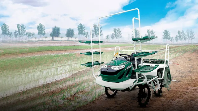 Unmanned tractor Unmanned tractor working in the field